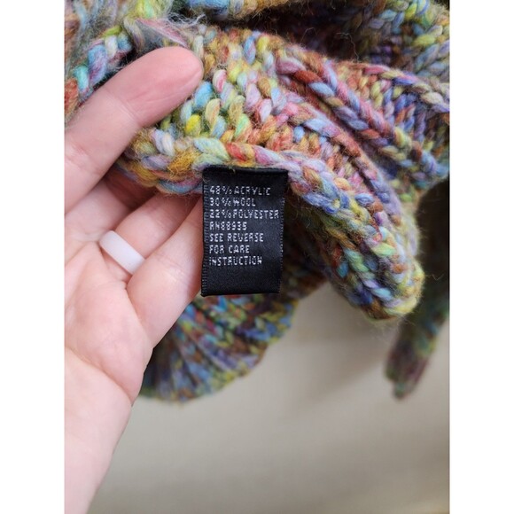 New Michelle Nicole Womens M Colorful Knit Button Up V-Neck Cardigan Sweater - Picture 7 of 9